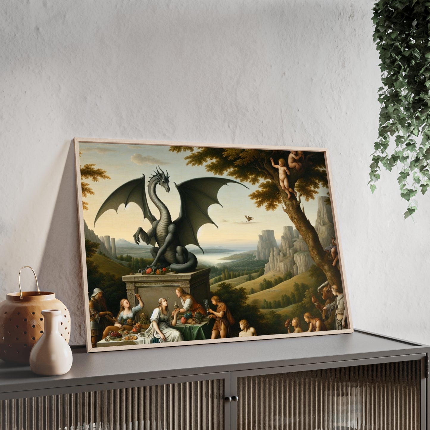 Framed Dragon Statue Poster