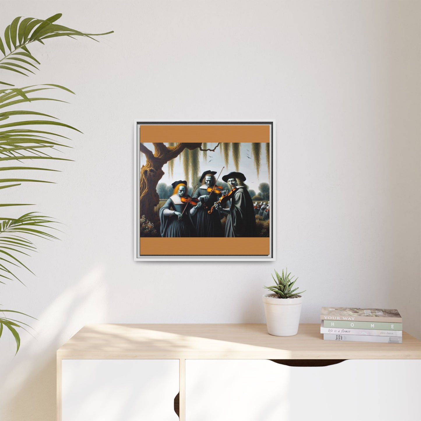 Vermeer's Vampire Violinists Canvas, Framed (Multi-color)