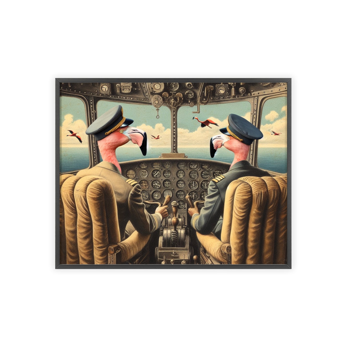 Framed Flamingo Flight Deck Poster