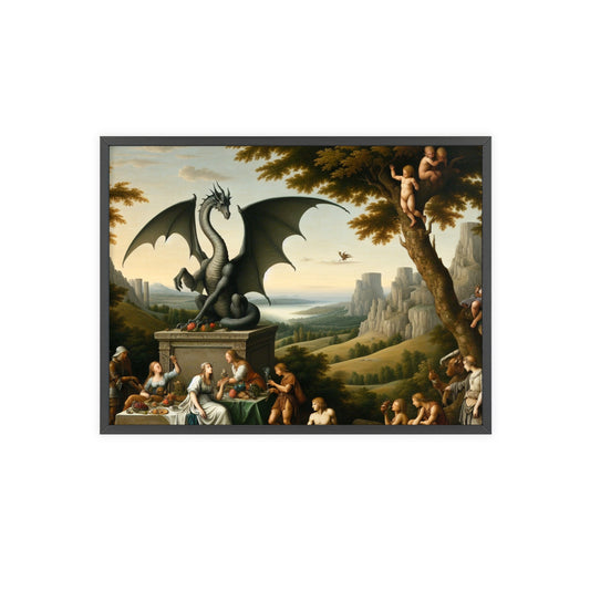Framed Dragon Statue Poster
