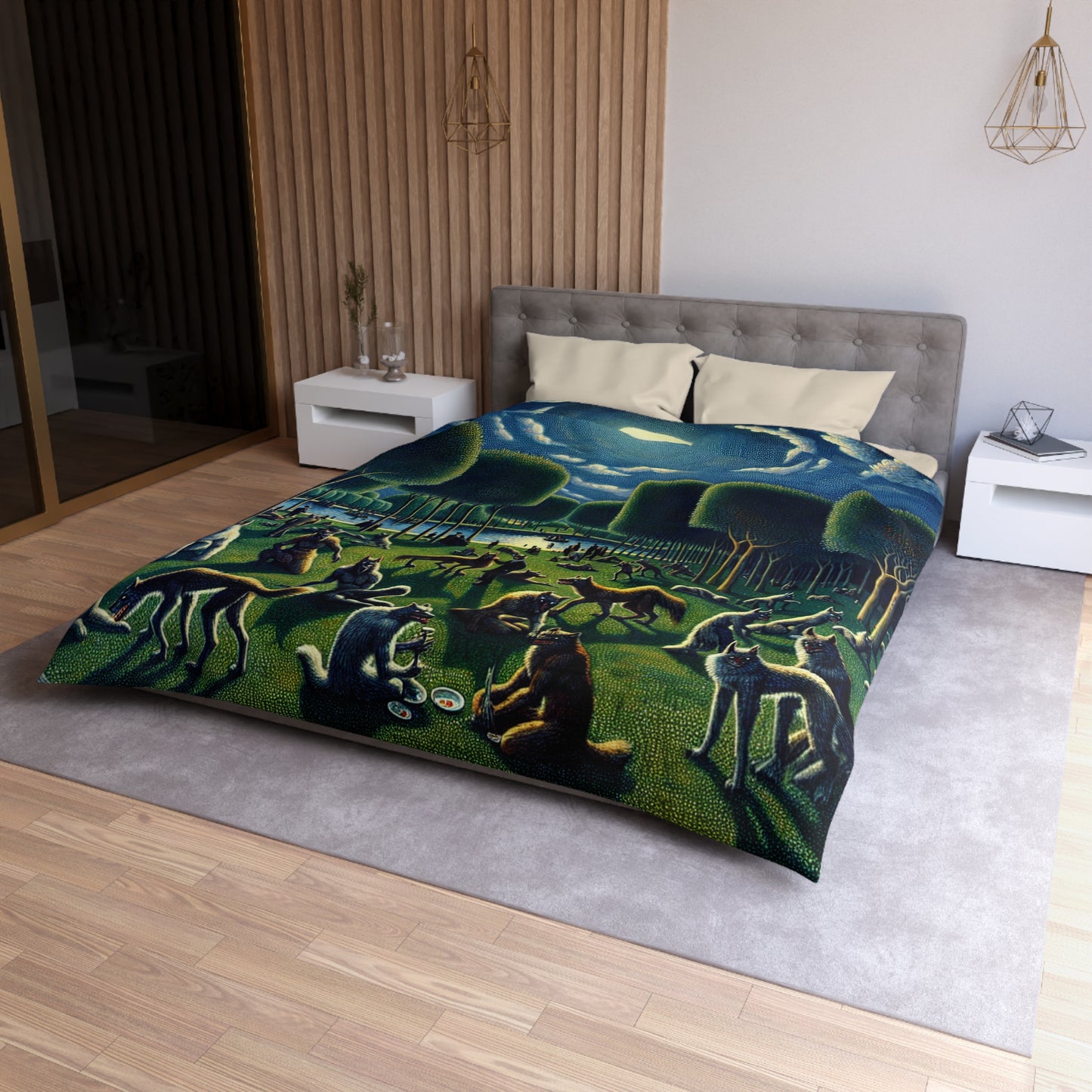 Werewolves at the Waterfront Microfiber Duvet Cover