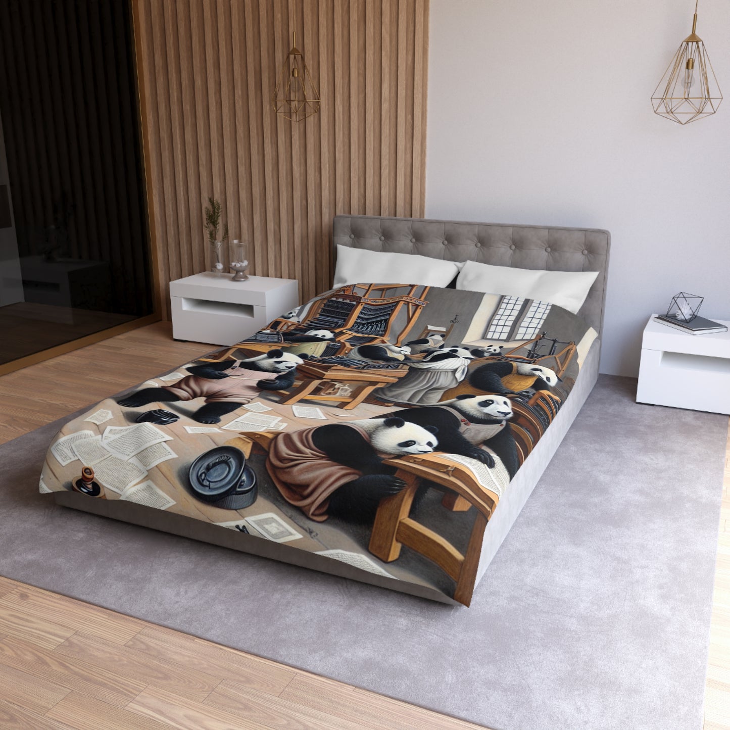 Printing Pandamonium Microfiber Duvet Cover