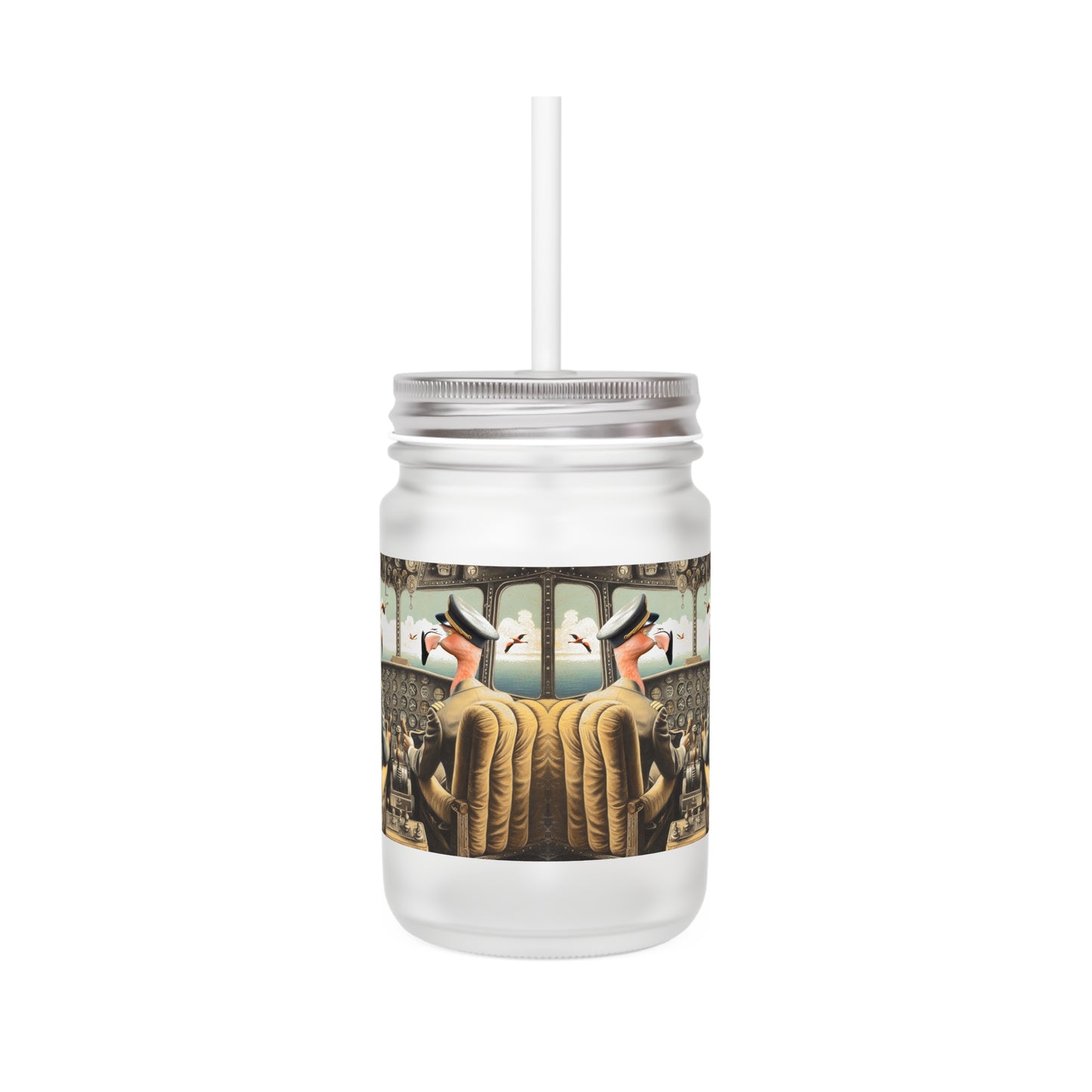 Flamingo Flight Deck Mason Jar Tumbler
