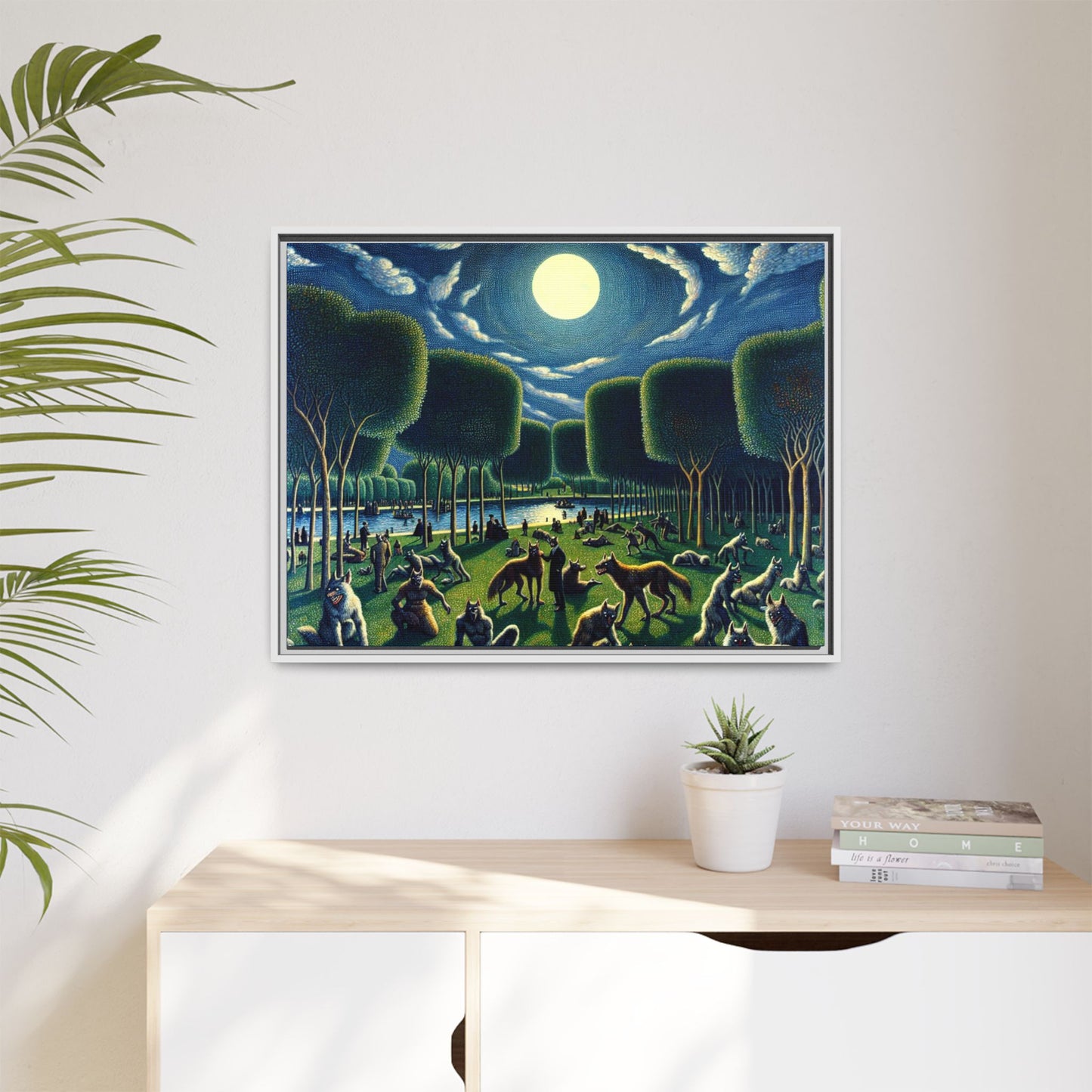 Werewolves at the Waterfront Canvas, Framed (Multi-color)