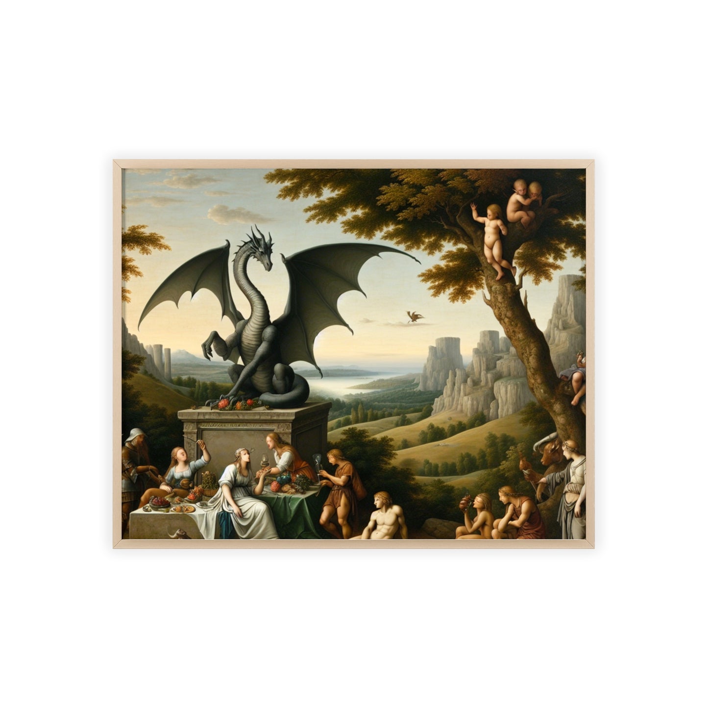 Framed Dragon Statue Poster