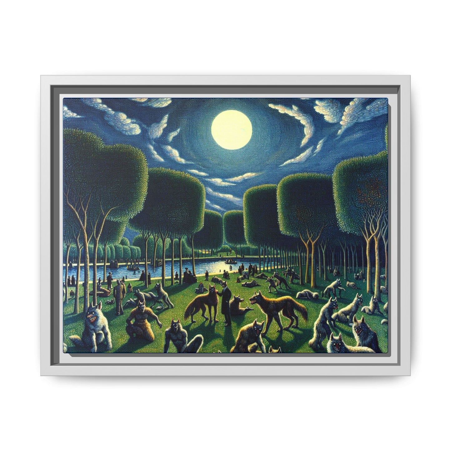 Werewolves at the Waterfront Canvas, Framed (Multi-color)
