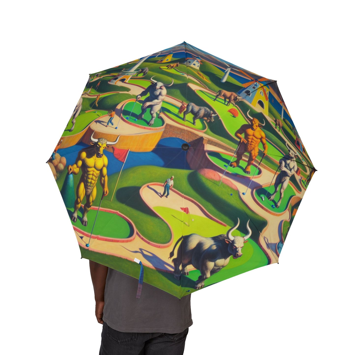 Mini-taur Golf Semi-Automatic Foldable Umbrella