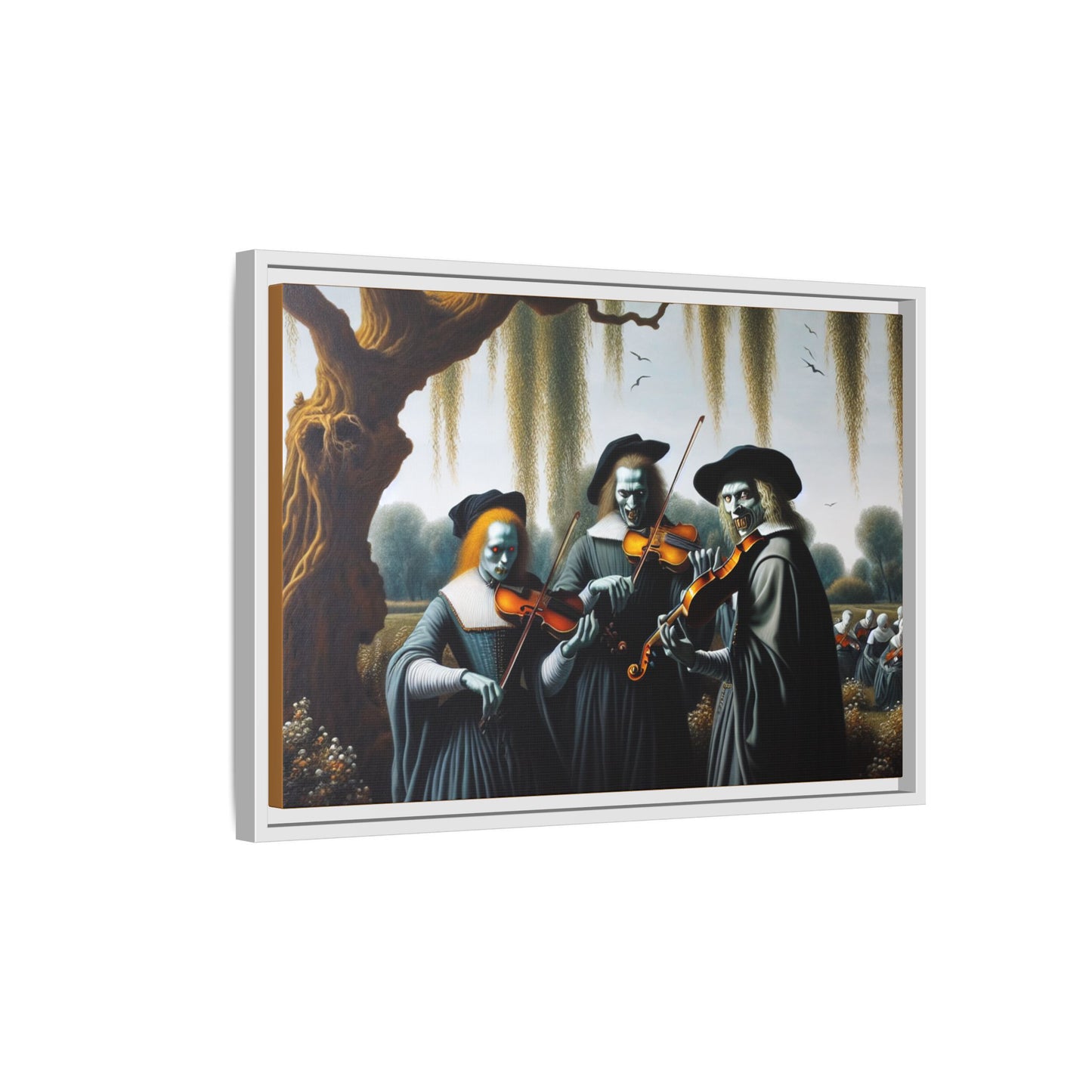 Vermeer's Vampire Violinists Canvas, Framed (Multi-color)