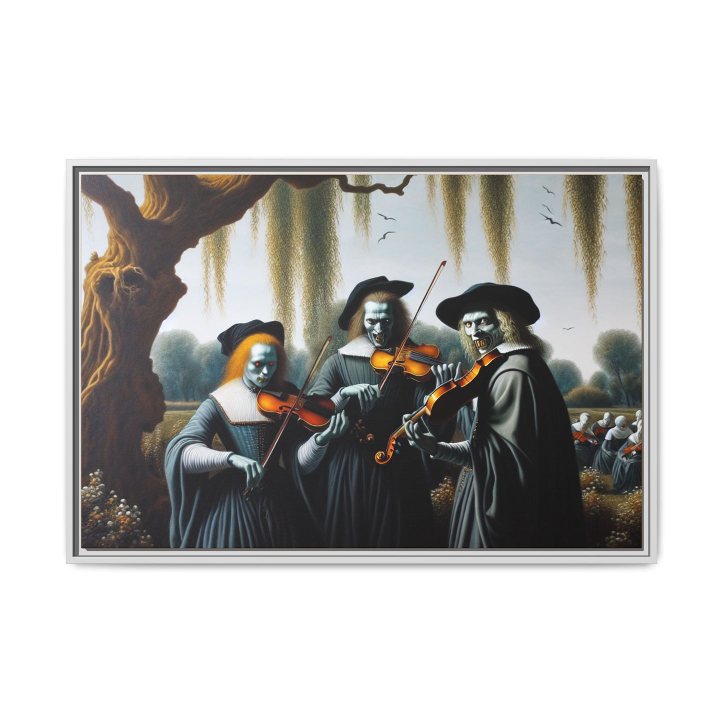 Vermeer's Vampire Violinists Canvas, Framed (Multi-color)