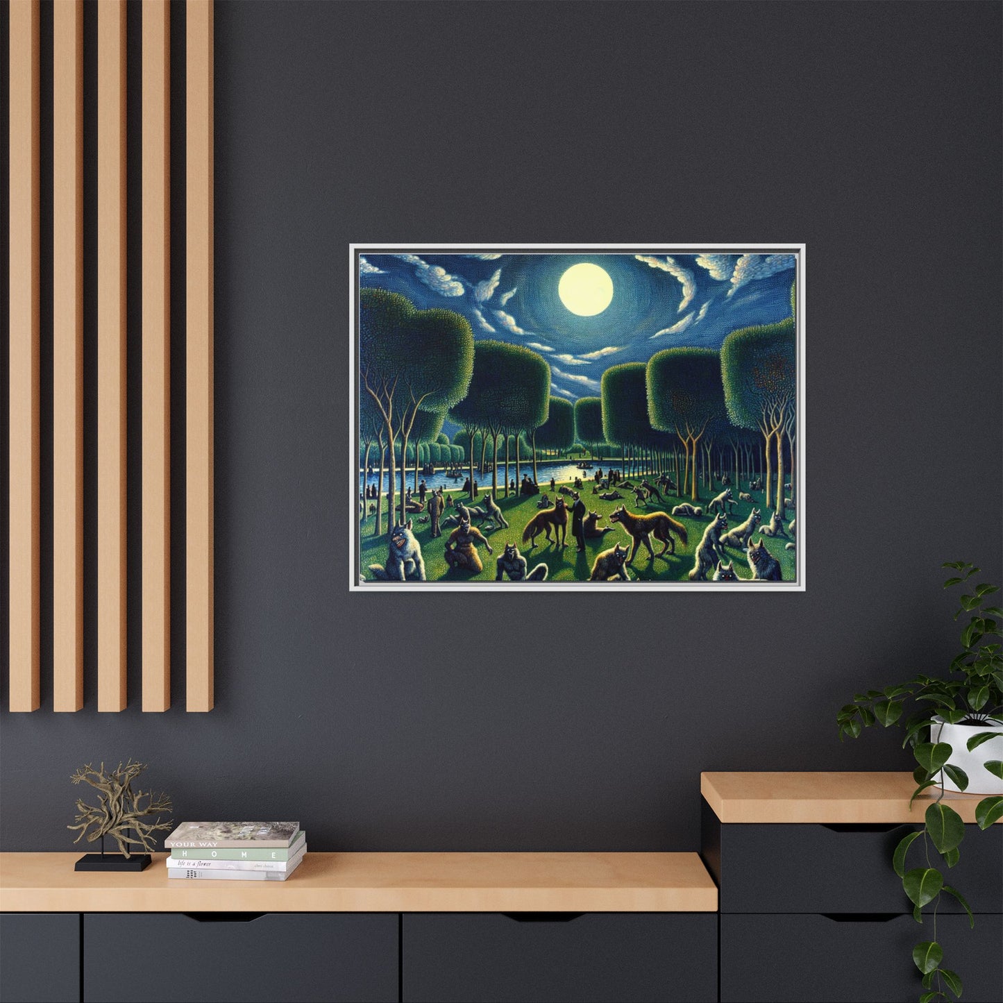 Werewolves at the Waterfront Canvas, Framed (Multi-color)