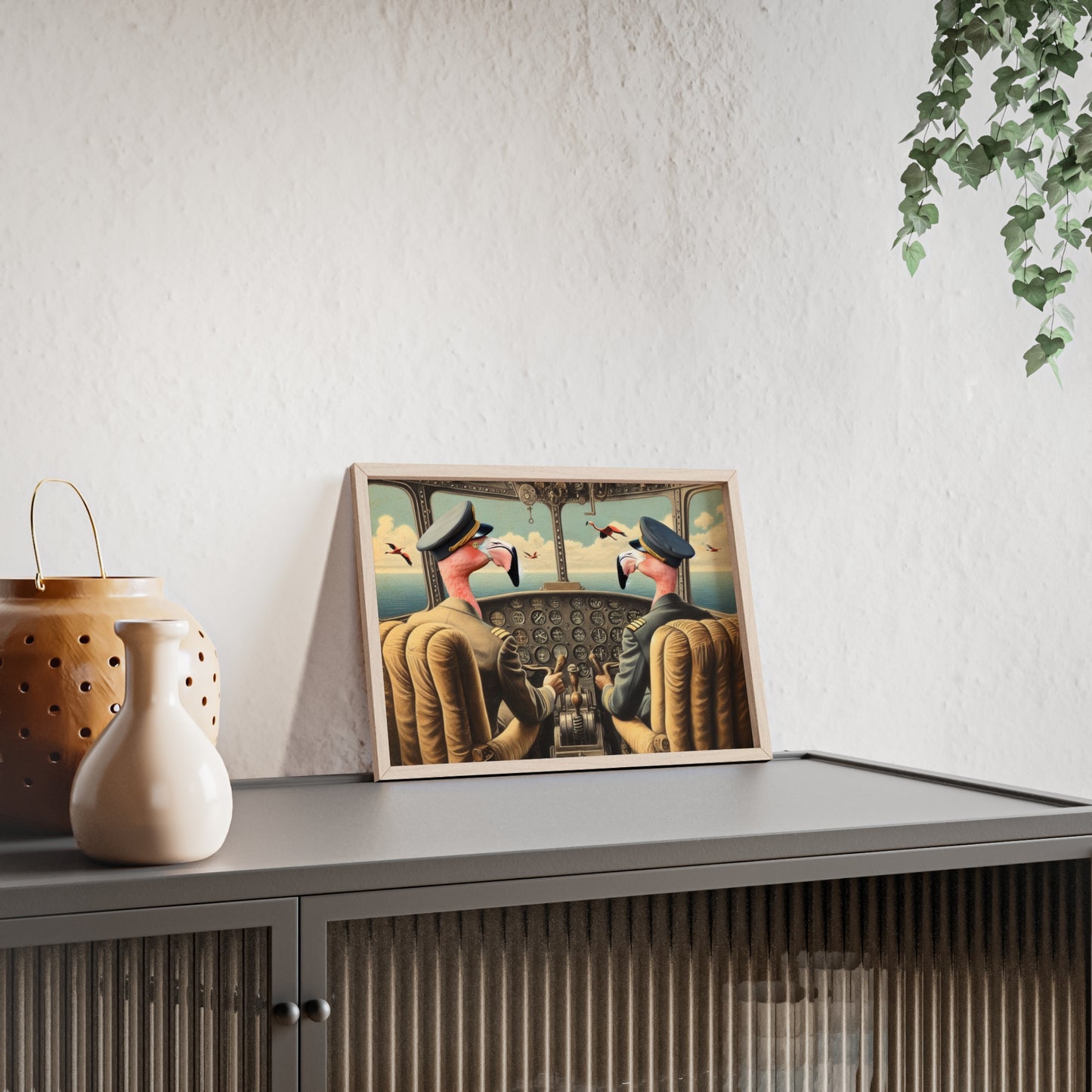 Framed Flamingo Flight Deck Poster