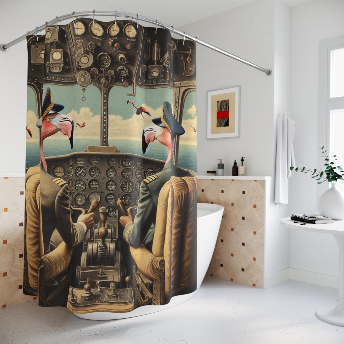 Flamingo Flight Deck Shower Curtain
