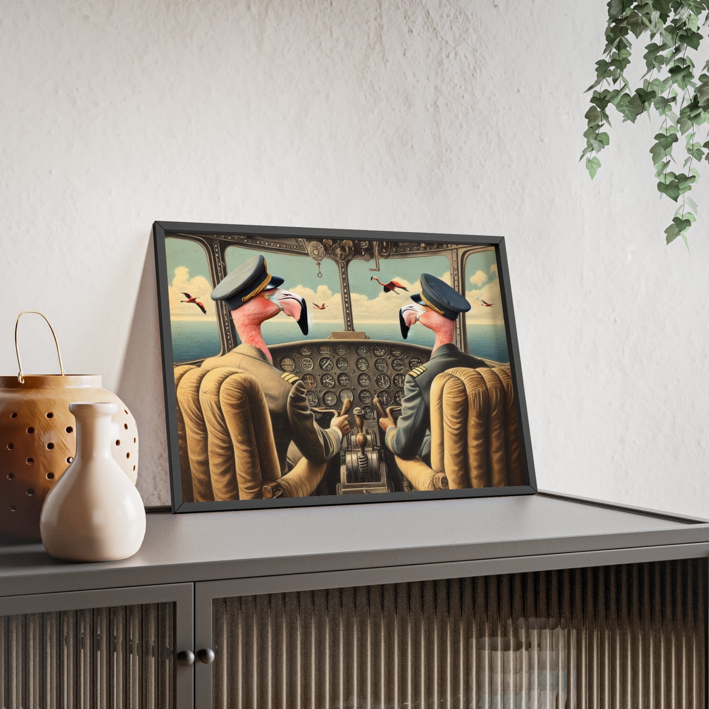 Framed Flamingo Flight Deck Poster
