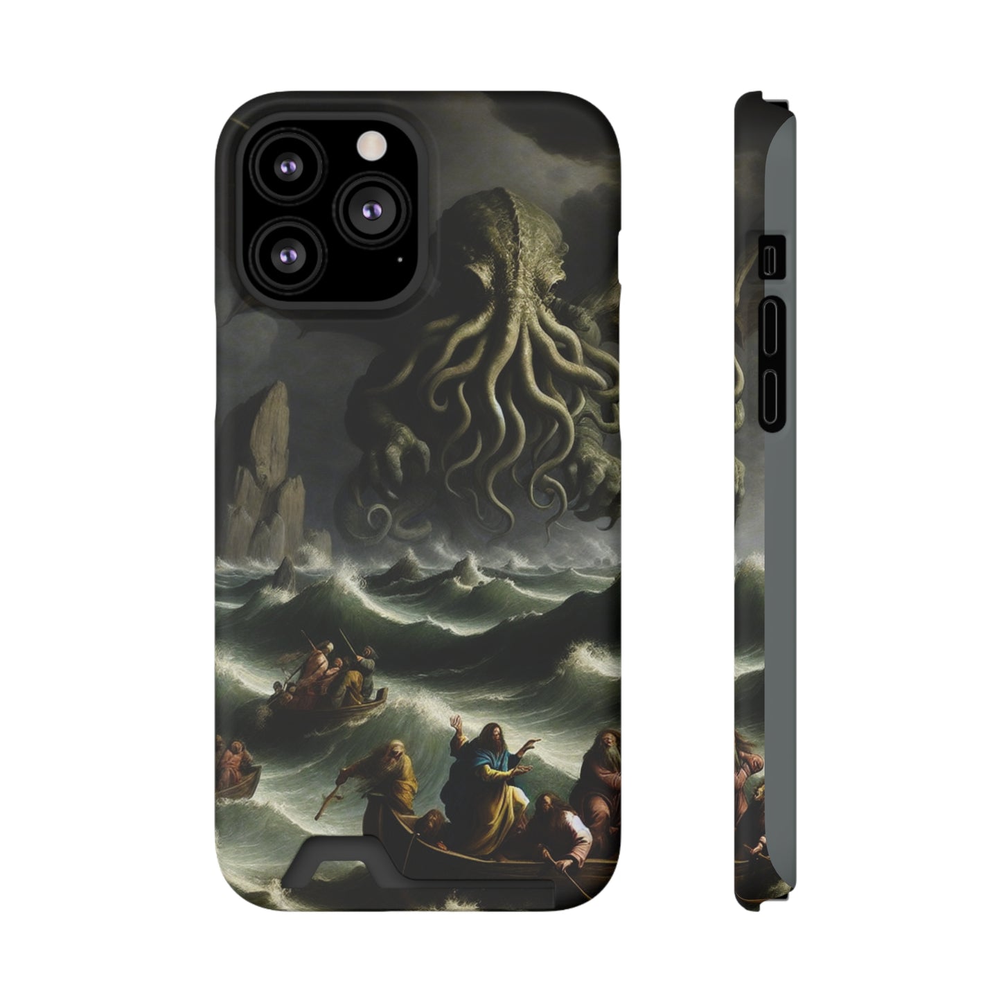 Cthulhu in the Storm Phone Case with Card Holder - IPHONE