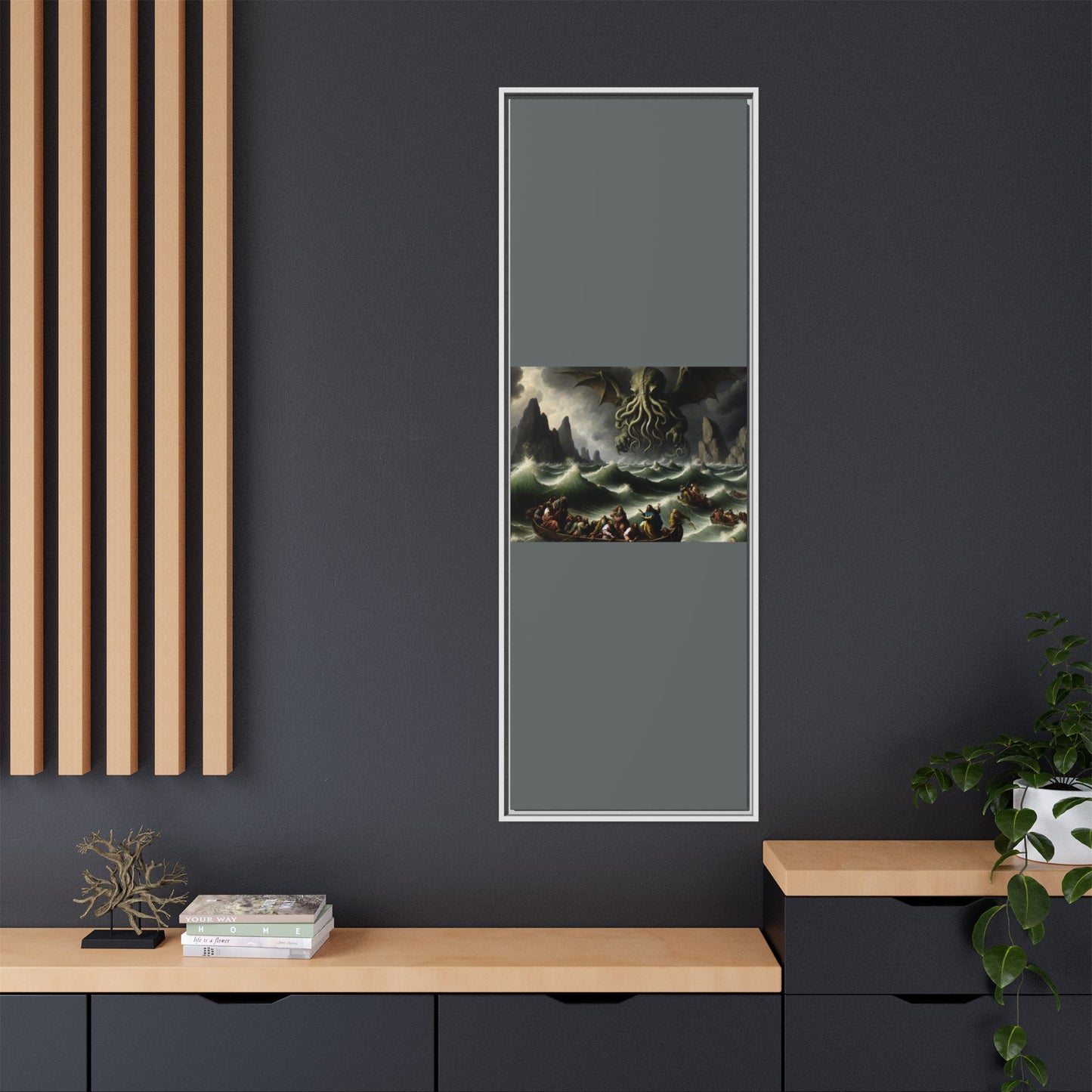 Cthulhu in the Storm Canvas, Framed (Multi-color)