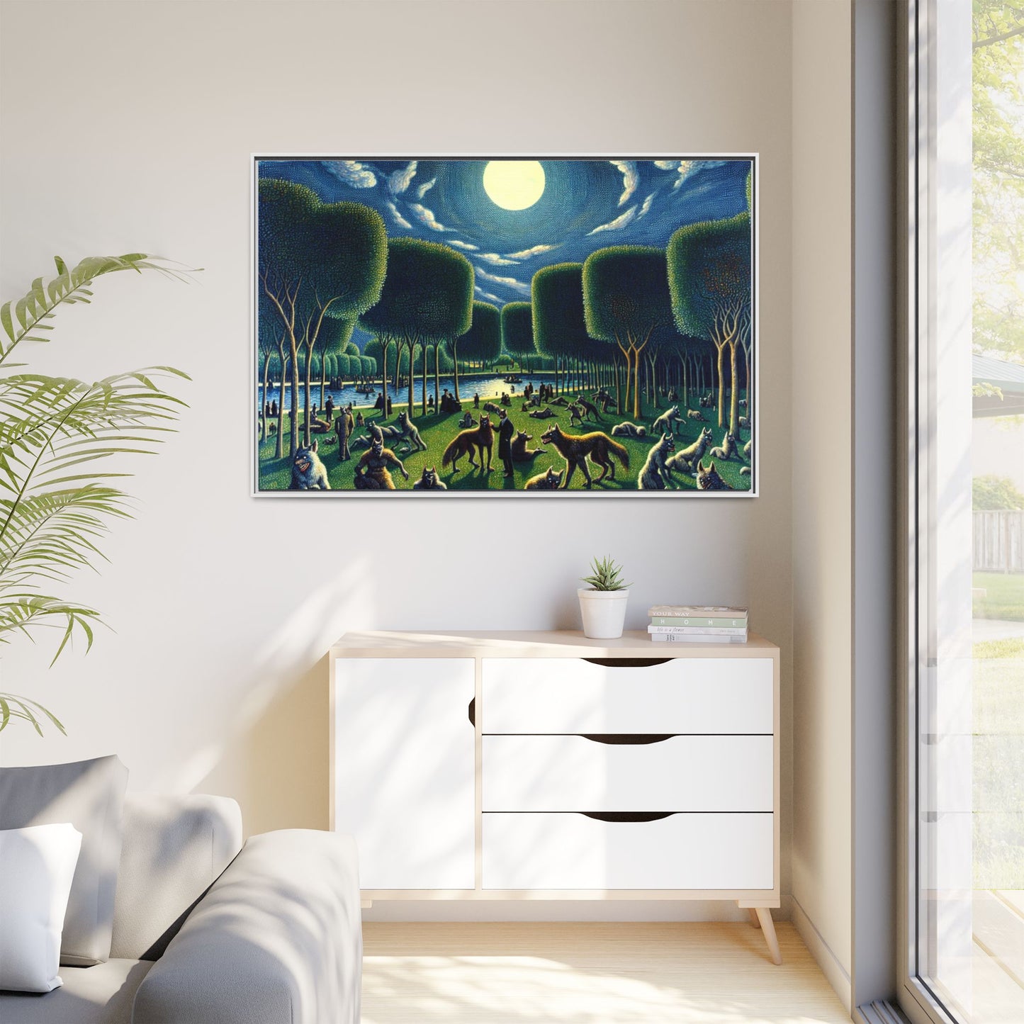 Werewolves at the Waterfront Canvas, Framed (Multi-color)