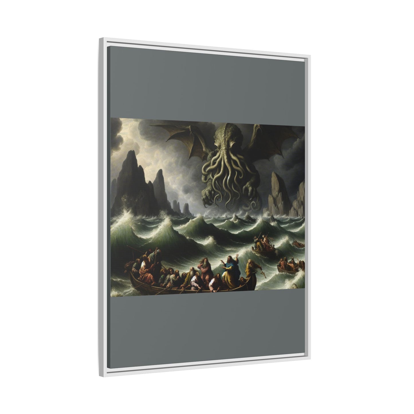 Cthulhu in the Storm Canvas, Framed (Multi-color)