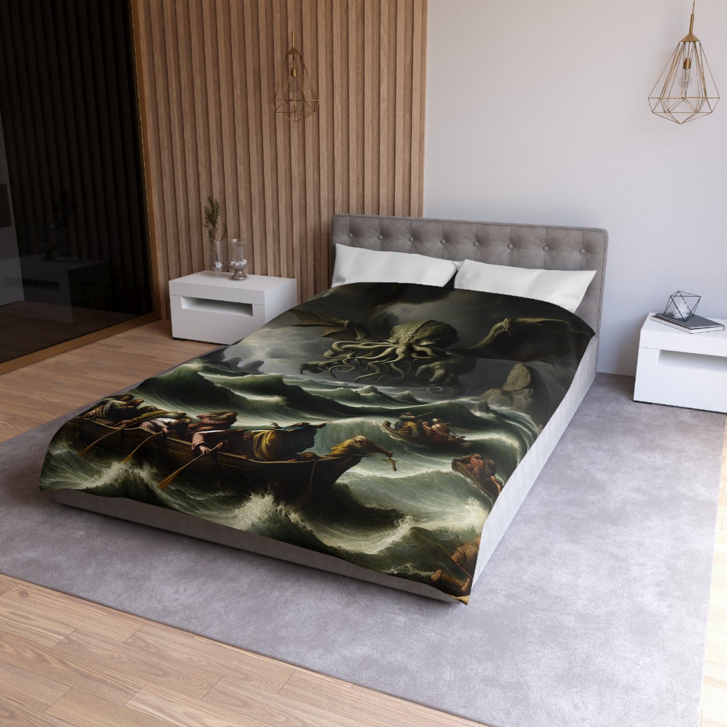 Cthulhu in the Storm Microfiber Duvet Cover
