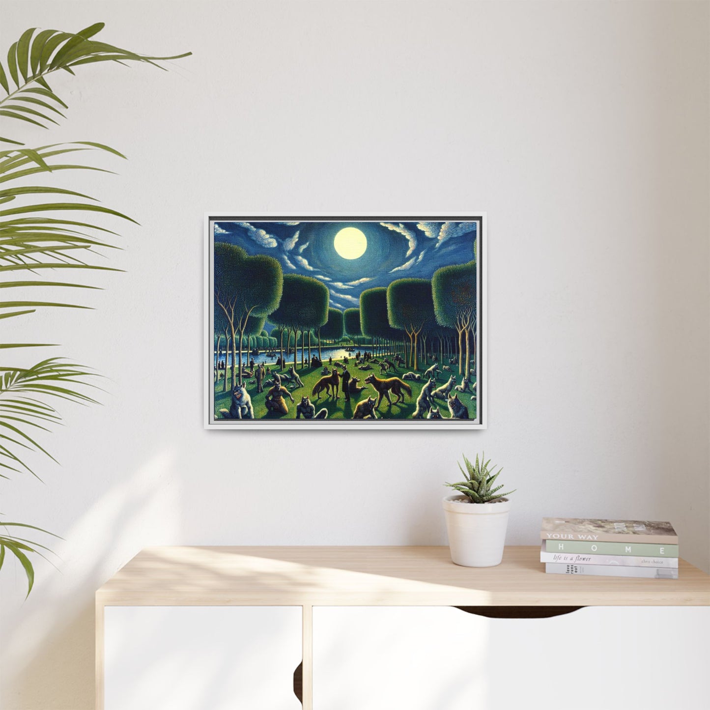 Werewolves at the Waterfront Canvas, Framed (Multi-color)