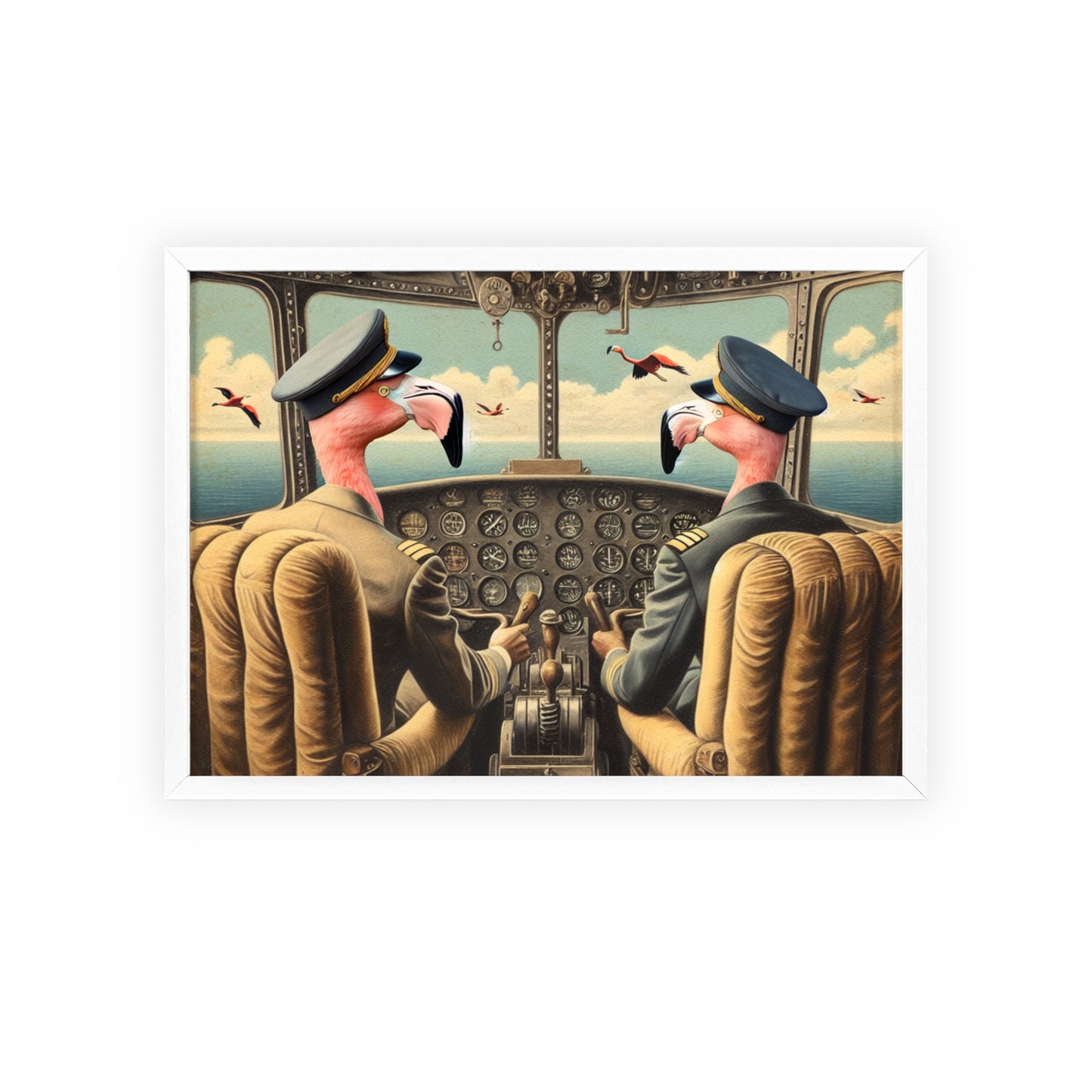 Framed Flamingo Flight Deck Poster