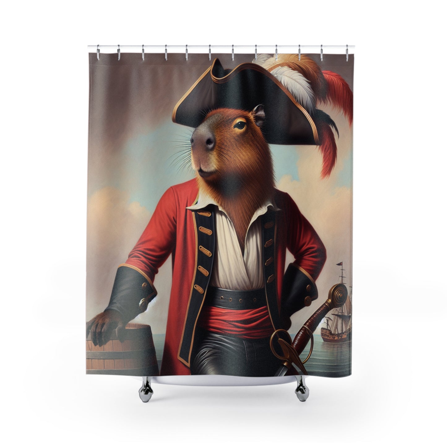 Captain Capybara Shower Curtain