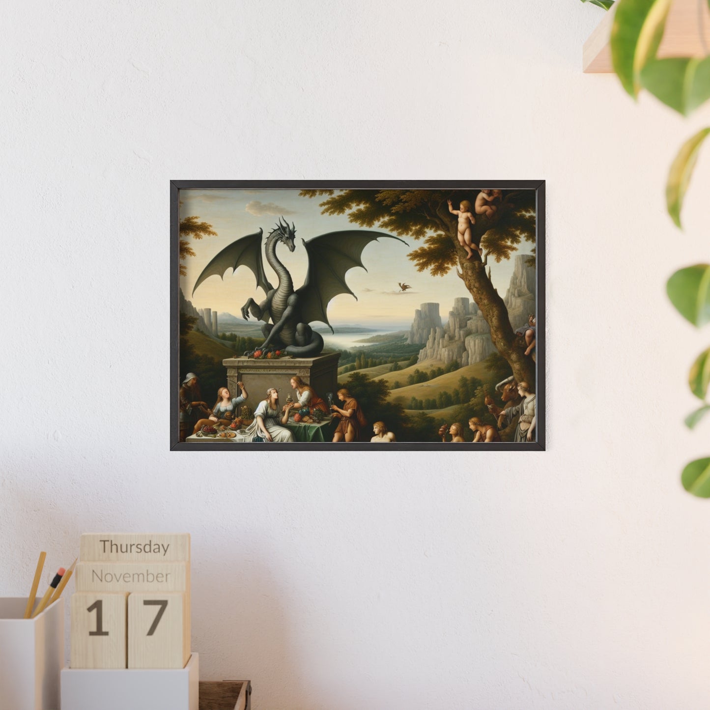Framed Dragon Statue Poster