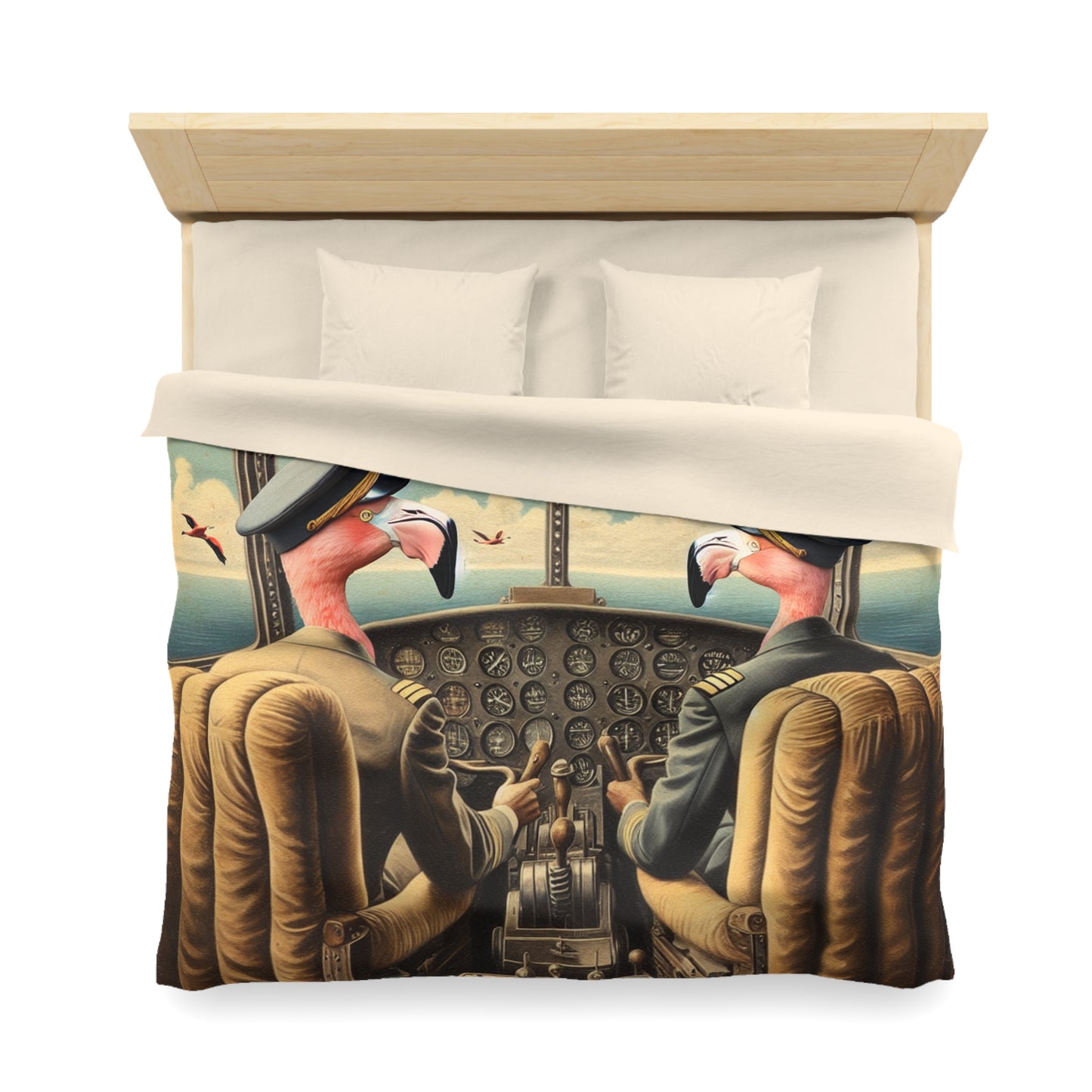 Flamingo Flight Deck Microfiber Duvet Cover