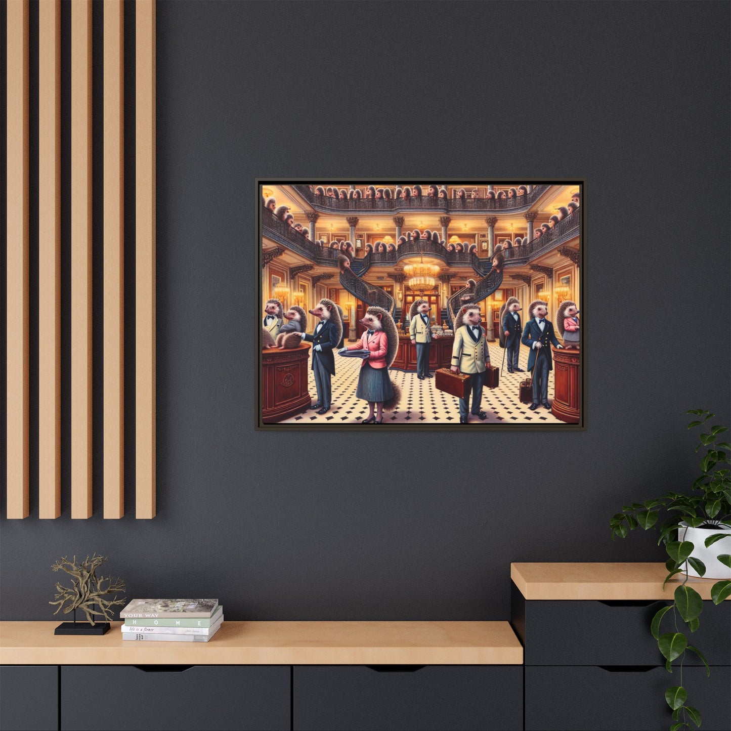 Hedgehog Hotel Canvas, Framed (Multi-color)