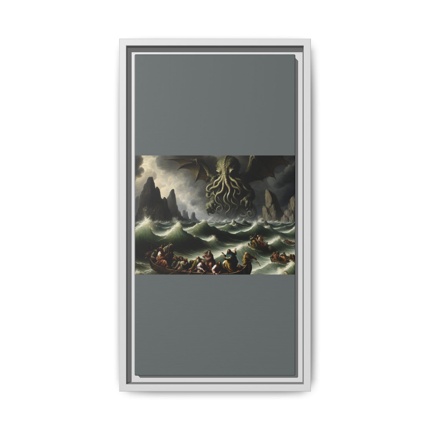 Cthulhu in the Storm Canvas, Framed (Multi-color)