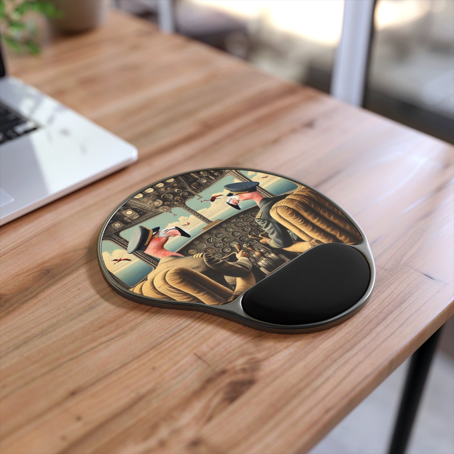 Flamingo Flight Deck Mouse Pad with Wrist Rest