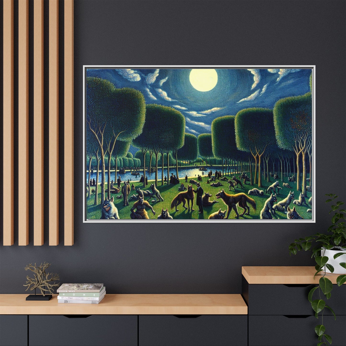 Werewolves at the Waterfront Canvas, Framed (Multi-color)