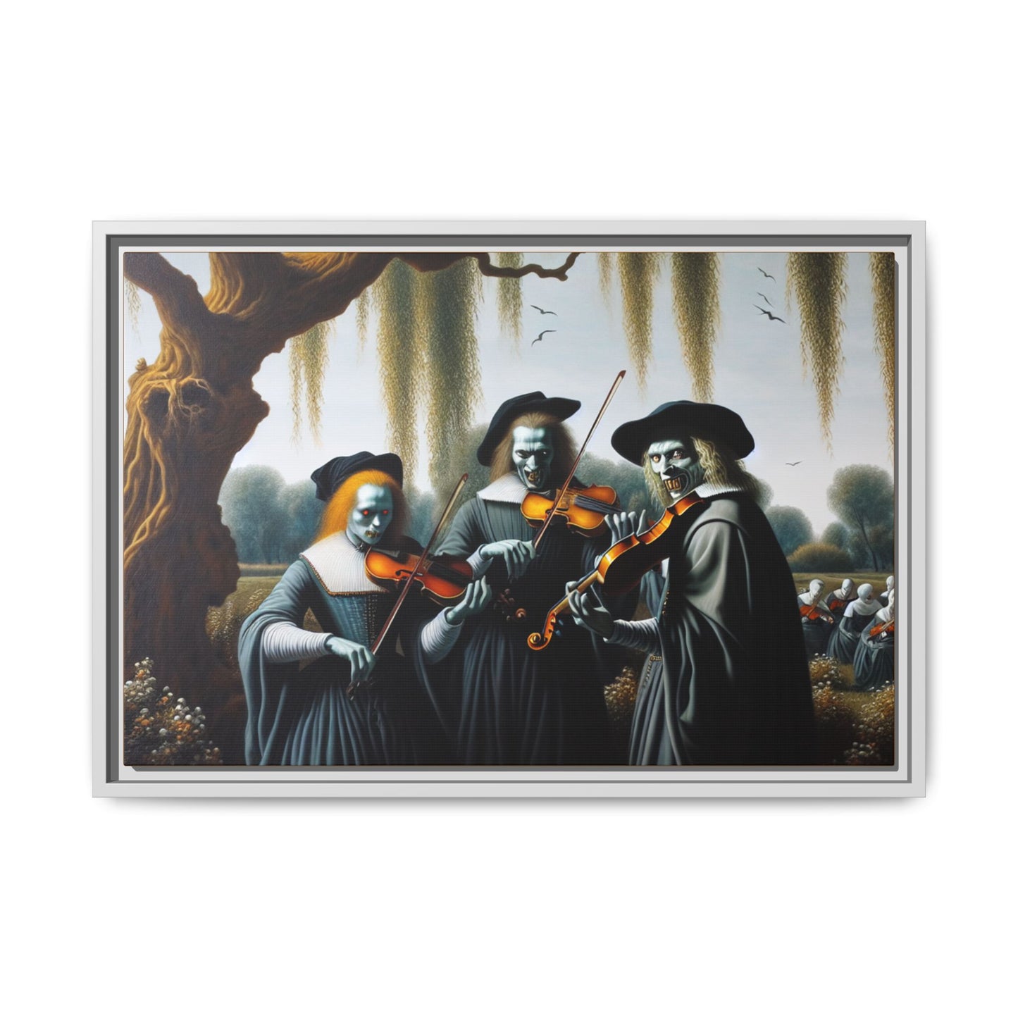 Vermeer's Vampire Violinists Canvas, Framed (Multi-color)