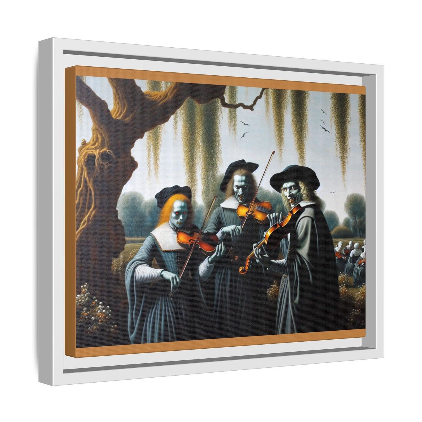Vermeer's Vampire Violinists Canvas, Framed (Multi-color)