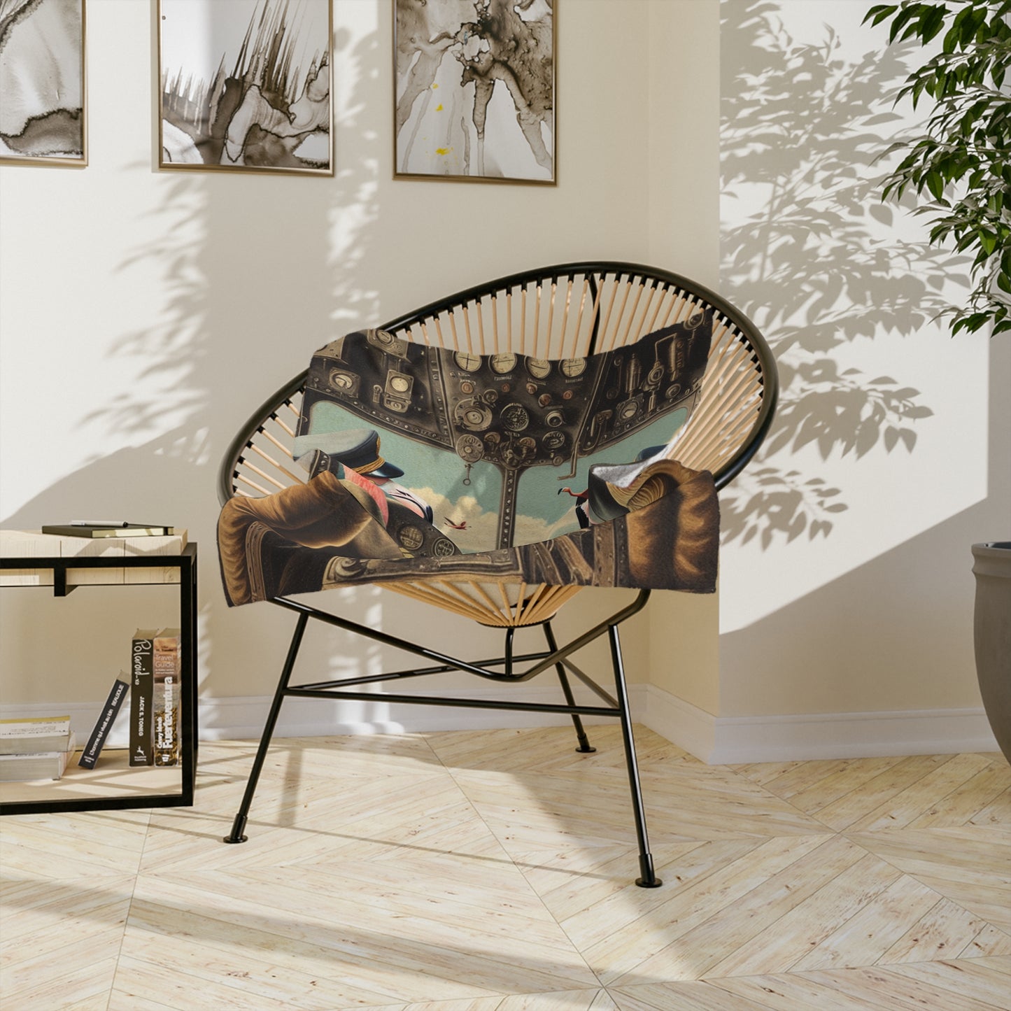 Flamingo Flight Deck Velveteen Microfiber Blanket