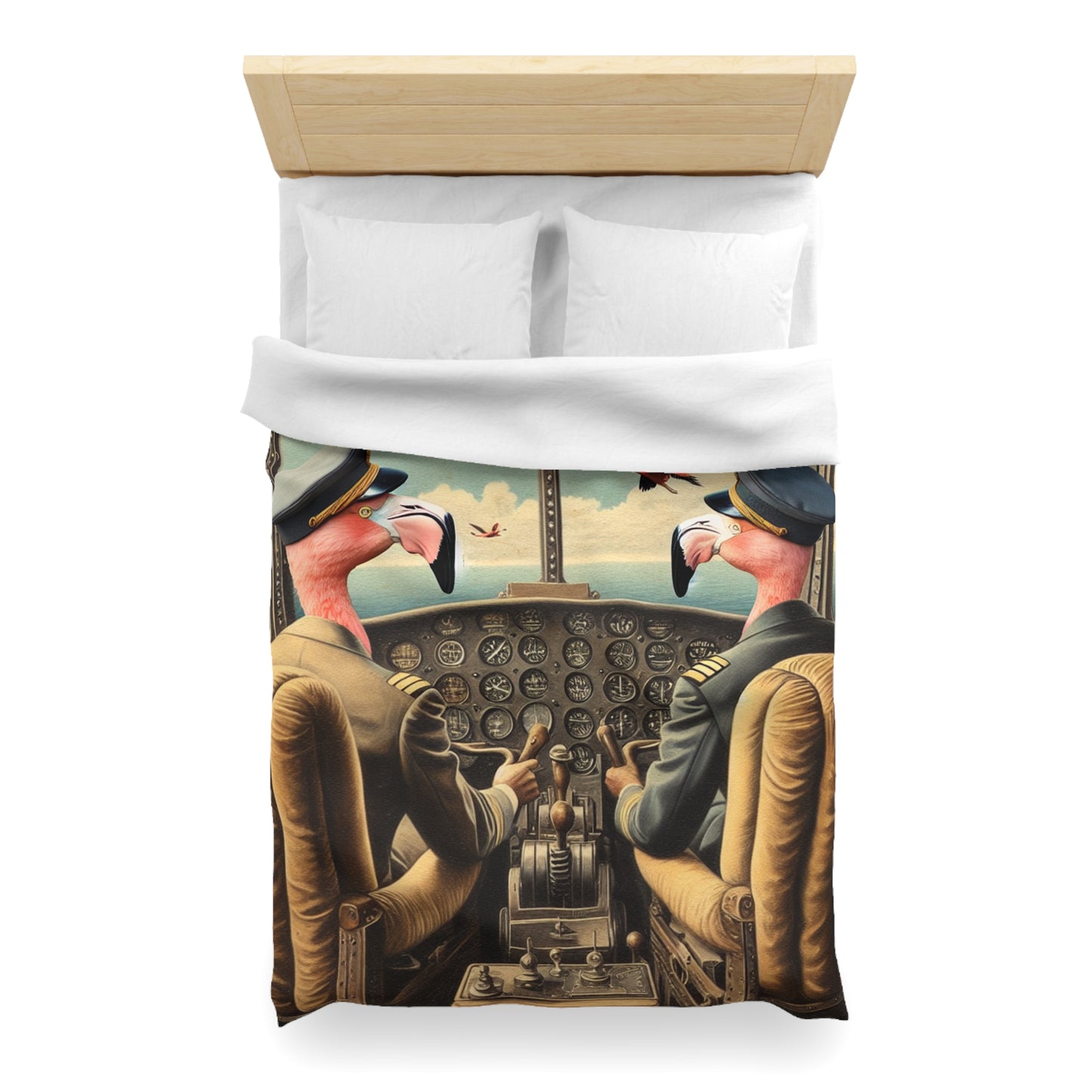 Flamingo Flight Deck Microfiber Duvet Cover