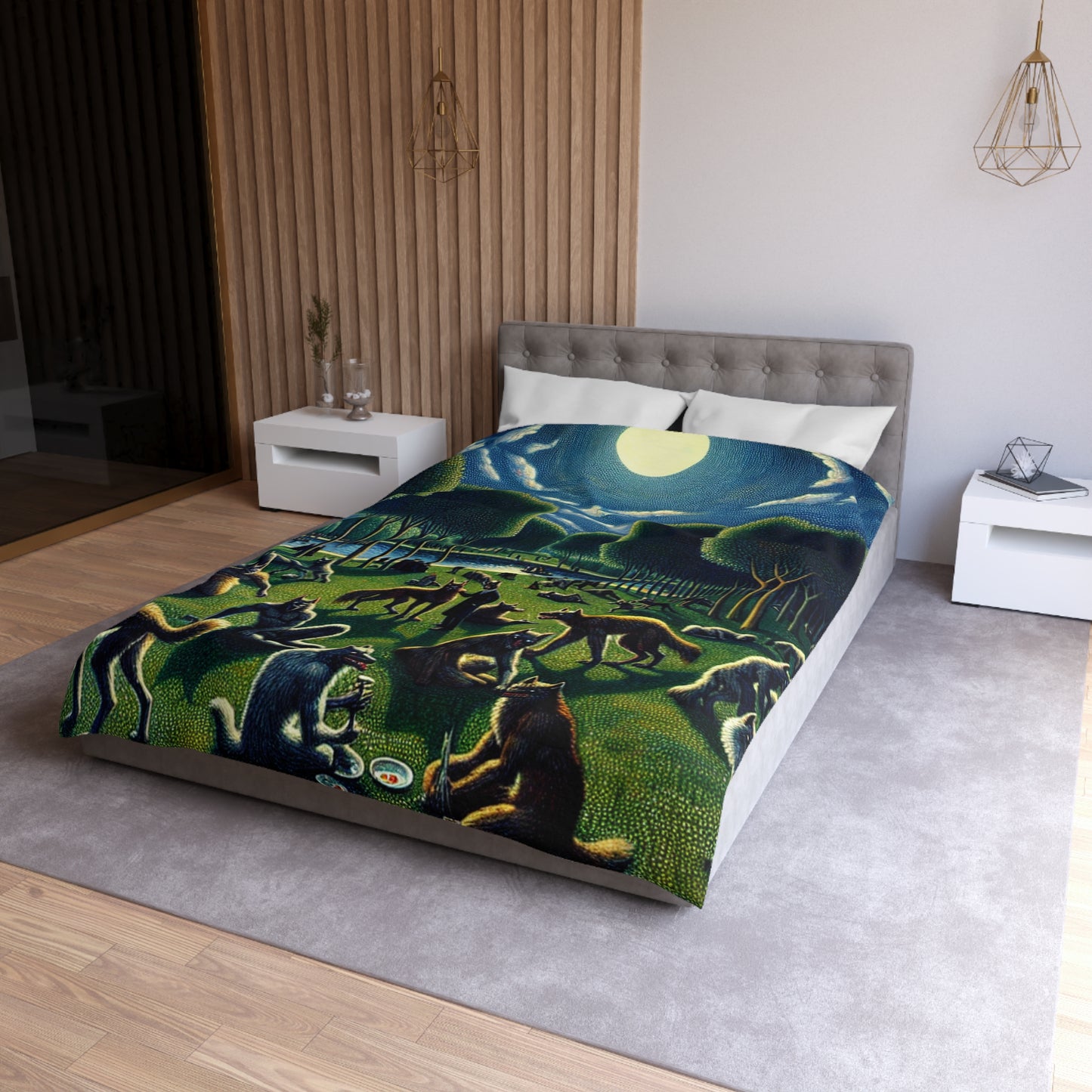 Werewolves at the Waterfront Microfiber Duvet Cover