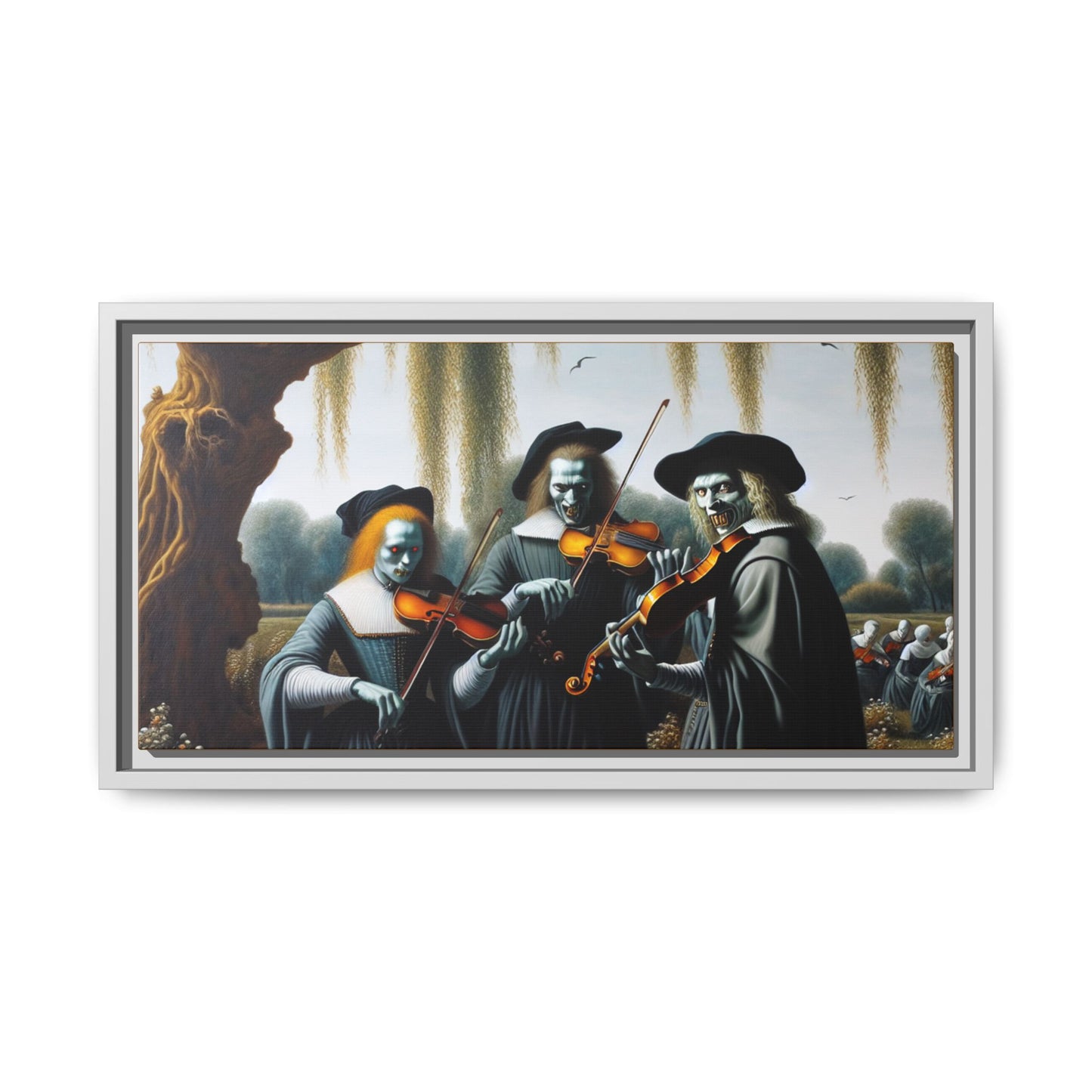 Vermeer's Vampire Violinists Canvas, Framed (Multi-color)