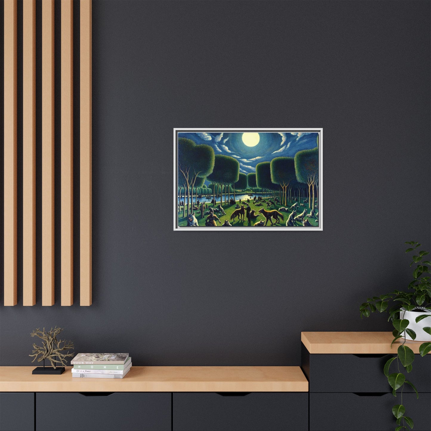 Werewolves at the Waterfront Canvas, Framed (Multi-color)