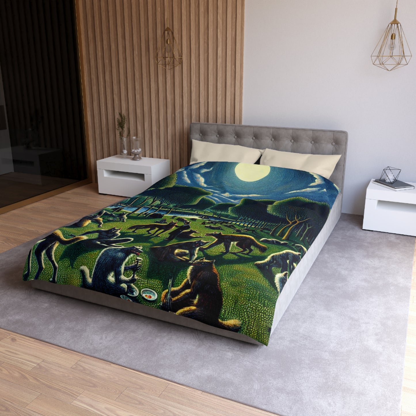 Werewolves at the Waterfront Microfiber Duvet Cover