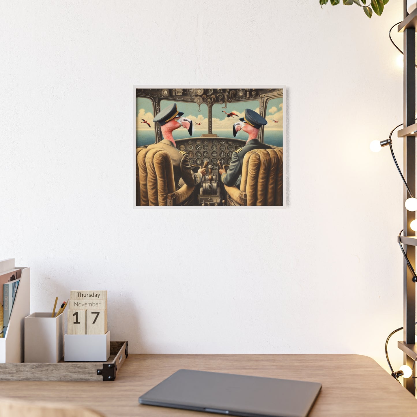 Framed Flamingo Flight Deck Poster