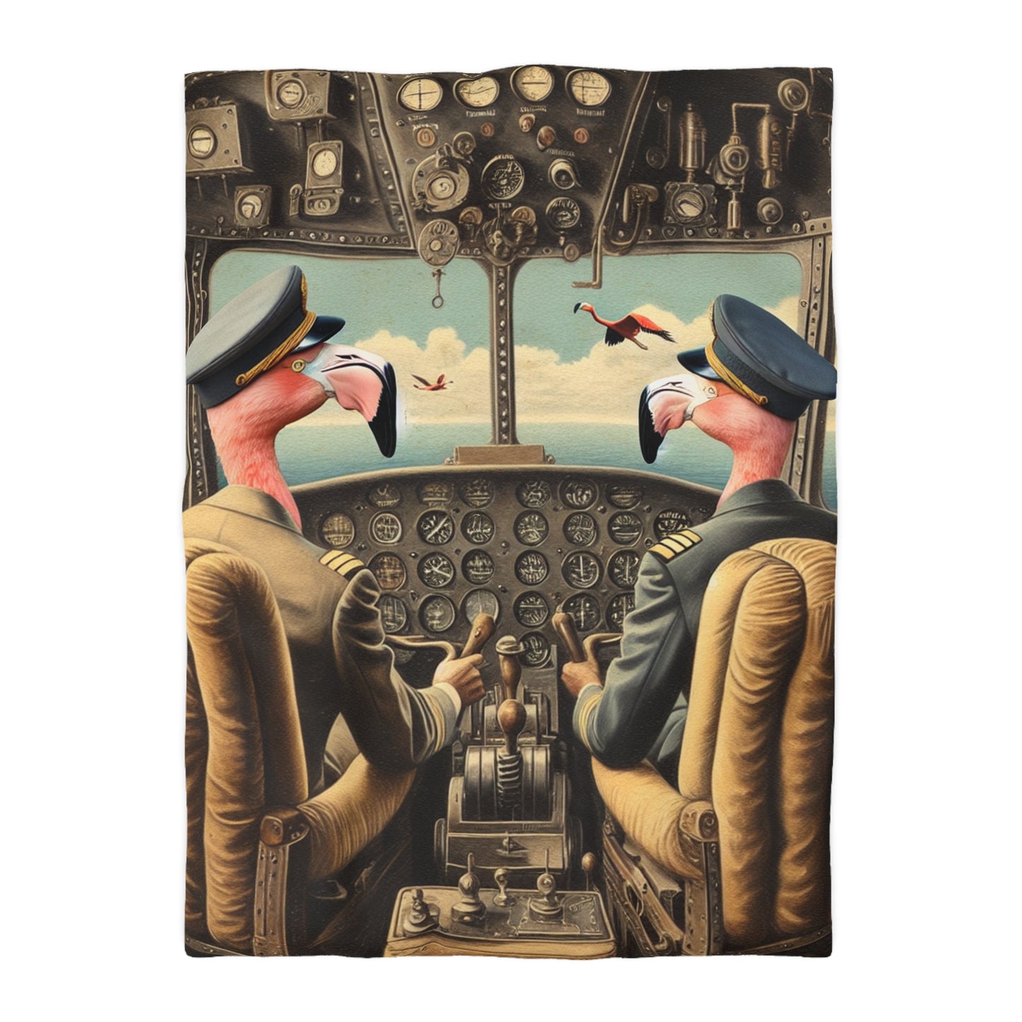 Flamingo Flight Deck Microfiber Duvet Cover