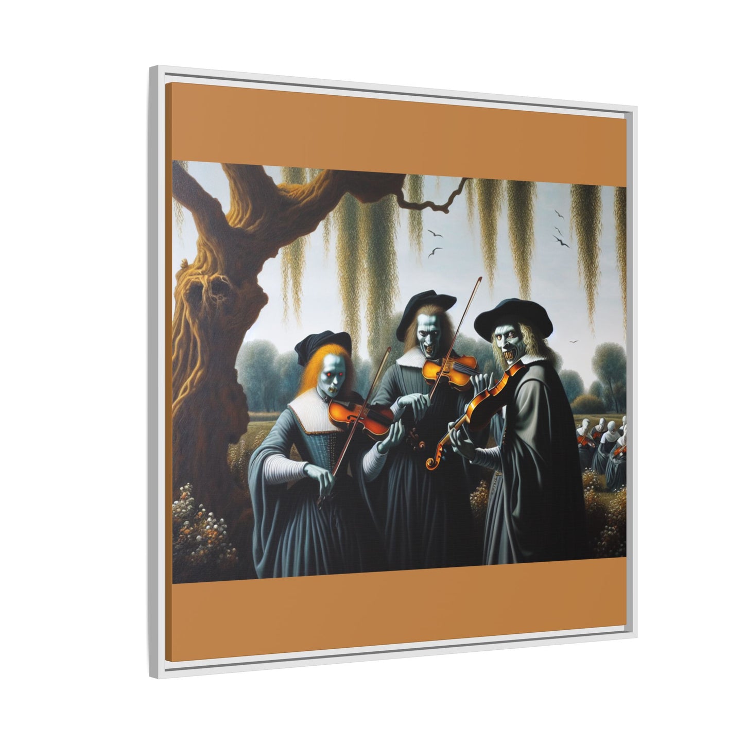 Vermeer's Vampire Violinists Canvas, Framed (Multi-color)