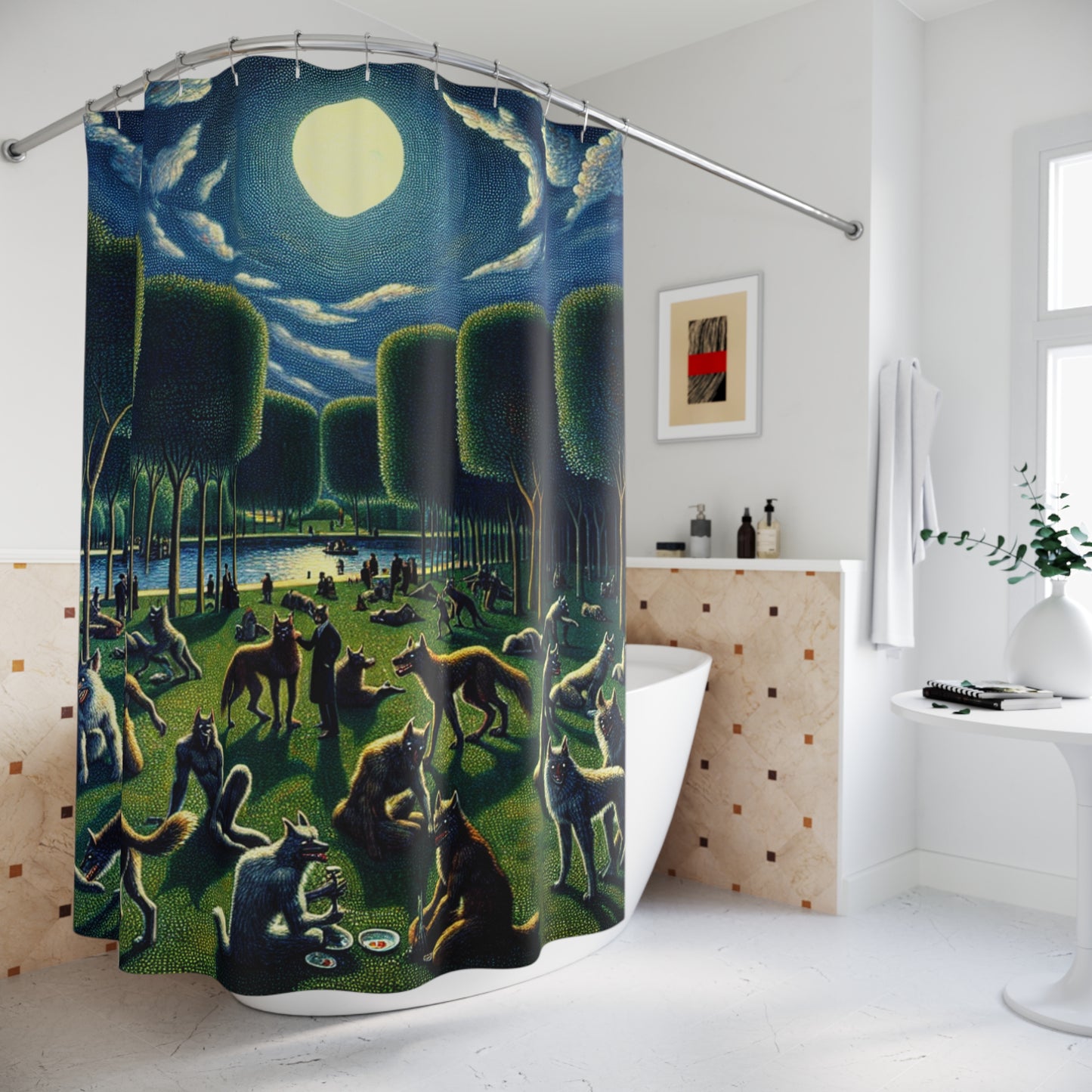 Werewolves at the Waterfront Shower Curtain