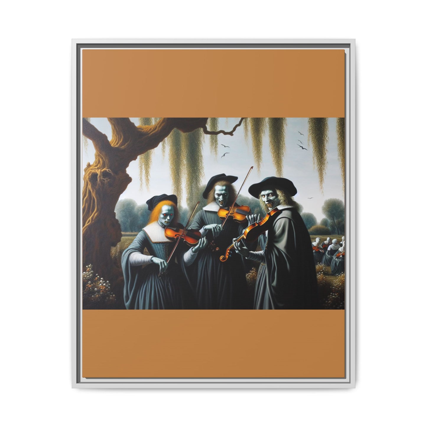 Vermeer's Vampire Violinists Canvas, Framed (Multi-color)