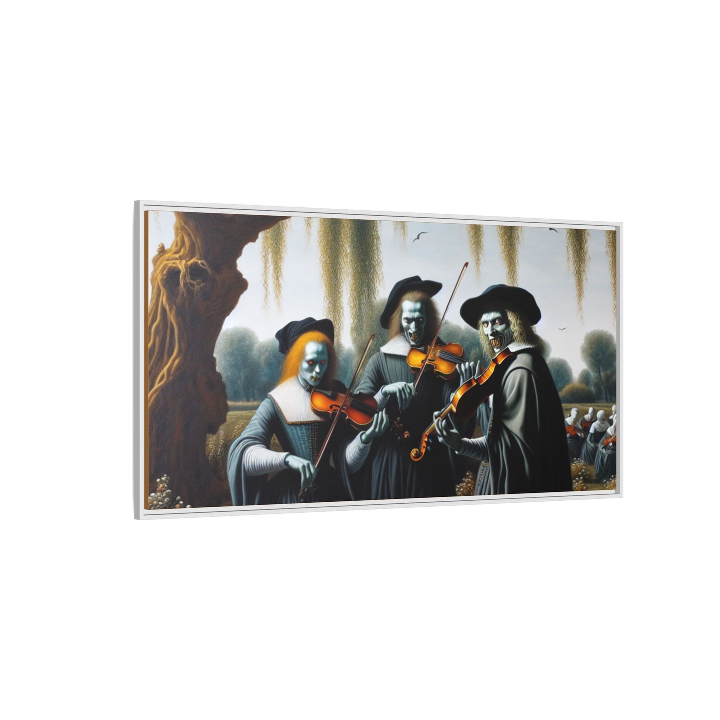 Vermeer's Vampire Violinists Canvas, Framed (Multi-color)