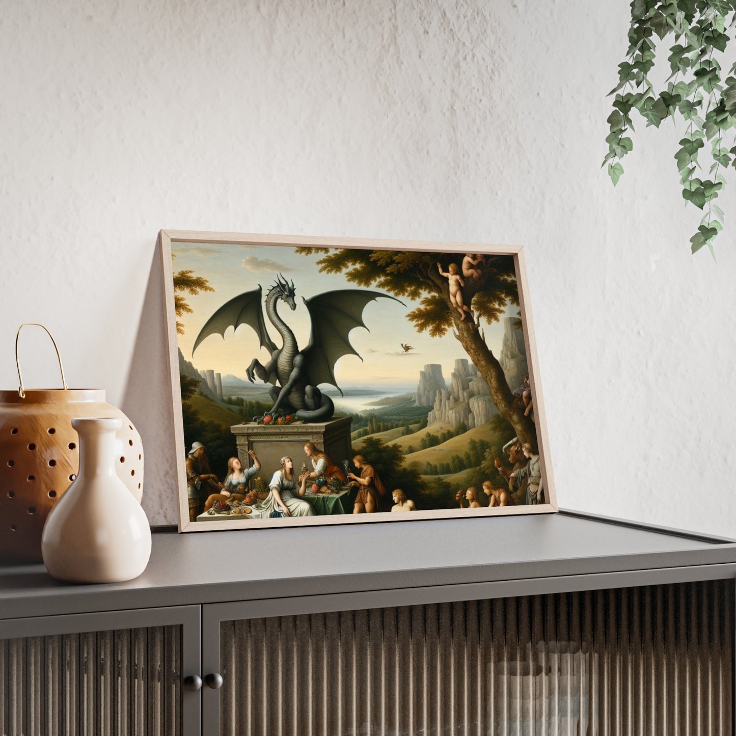 Framed Dragon Statue Poster