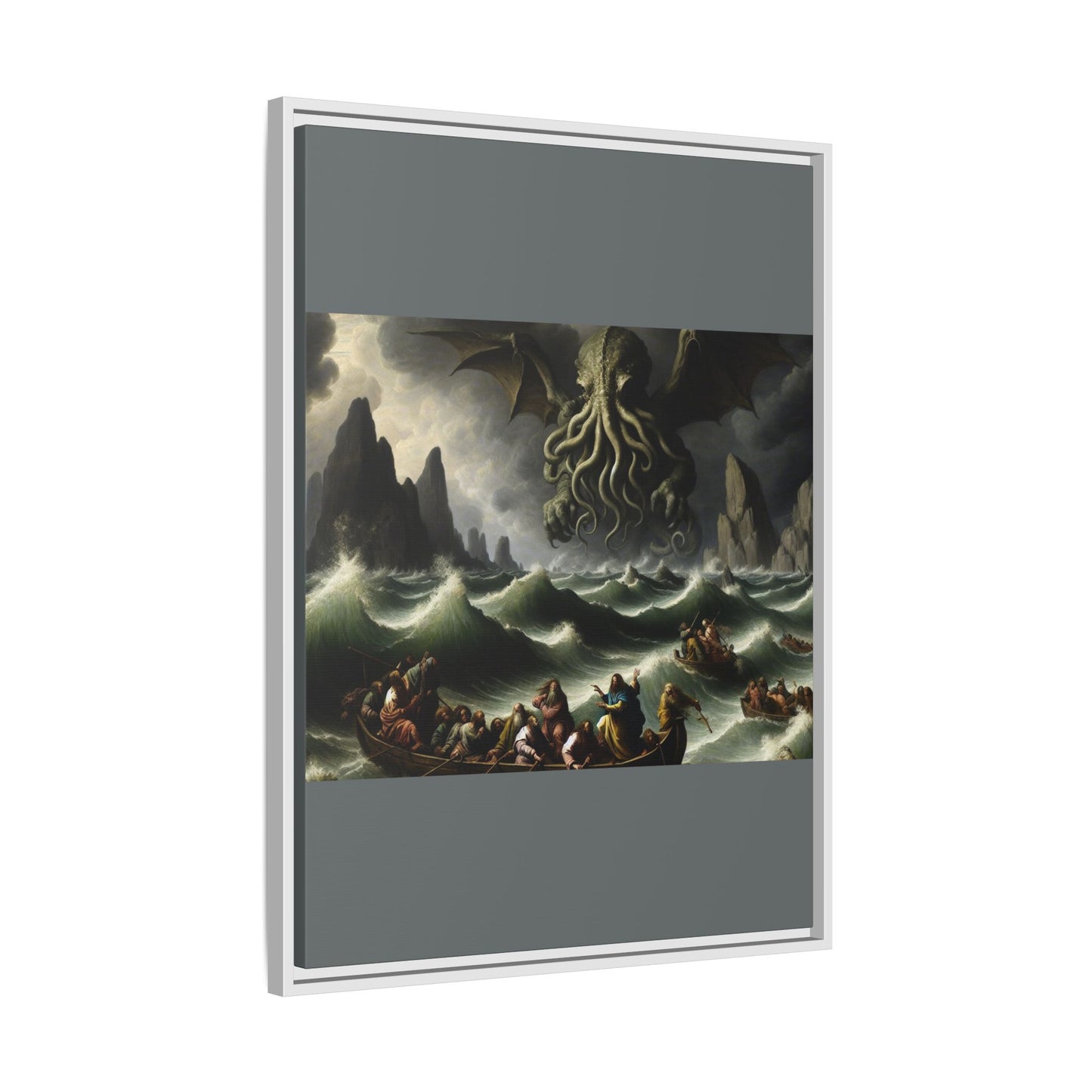 Cthulhu in the Storm Canvas, Framed (Multi-color)