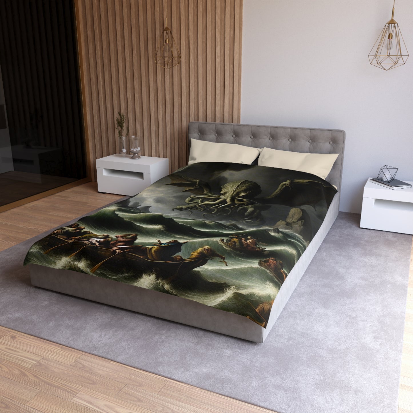 Cthulhu in the Storm Microfiber Duvet Cover