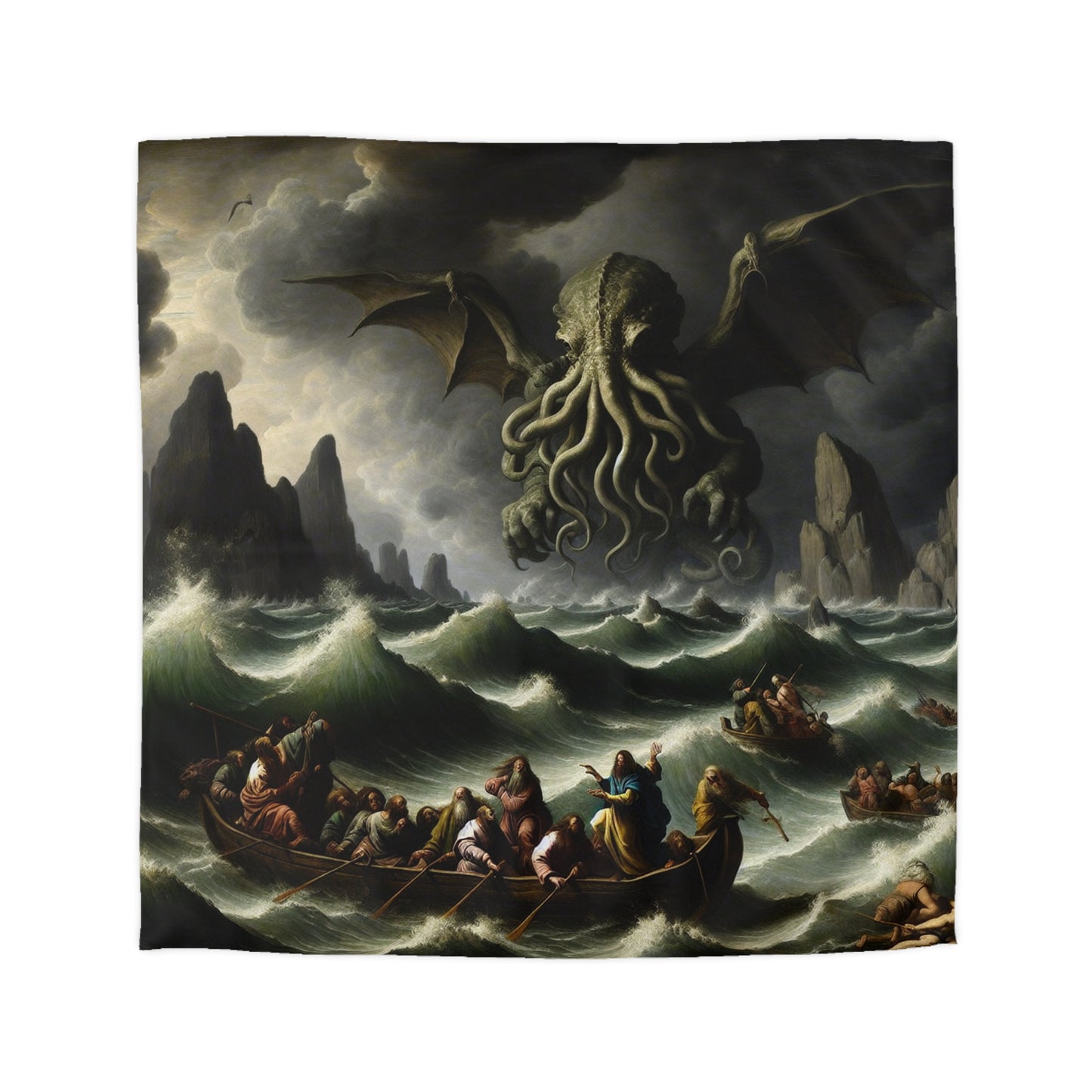Cthulhu in the Storm Microfiber Duvet Cover