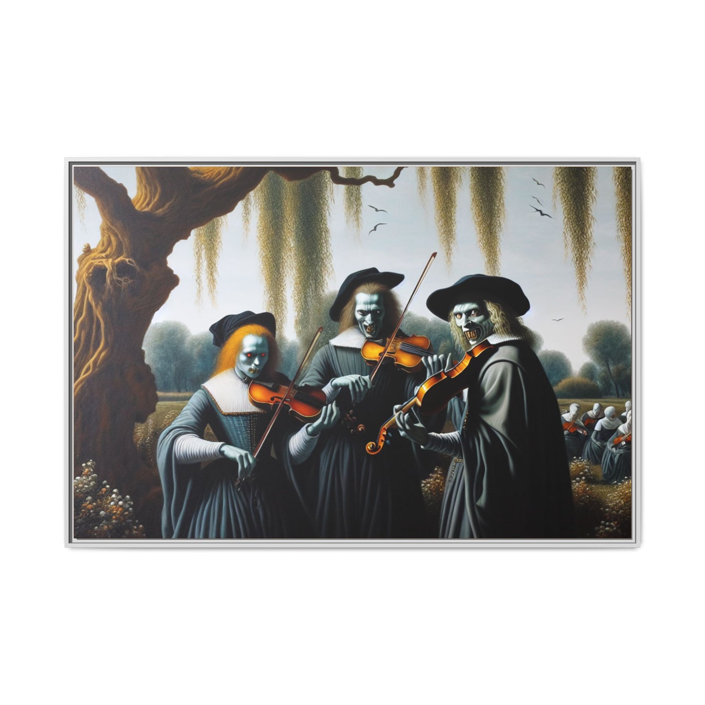 Vermeer's Vampire Violinists Canvas, Framed (Multi-color)